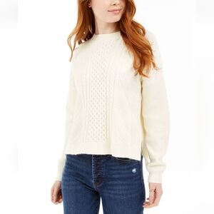 The Good Jane Womens Ivory Textured Long Sleeve Crew Neck Sweater M\L